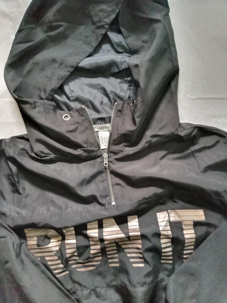 Black, Forever21, Run It, Adult Crop Jacket