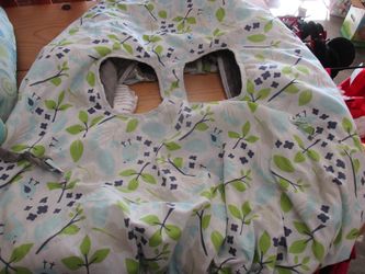 shopping cart cover birds & leaves print