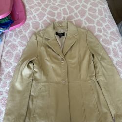 Wilsons Leather Jacket Pelle Studio Womens Size M Cream Pockets Lined