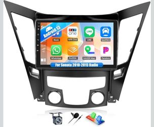 CAMECHO for Sonata 2010-2015 Radio,9" Android 13 Car Stereo GPS/WiFi/DSP Bluetooth USB SWC Android & iOS Mirror Link Multimedia Head Unit 1G+32G+ Back