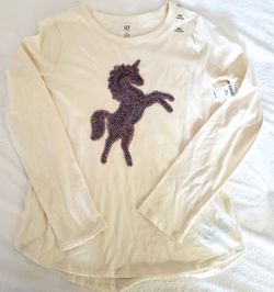 New with Tags Unicorn Colorful 3D creme Long Sleeve Top XXL
