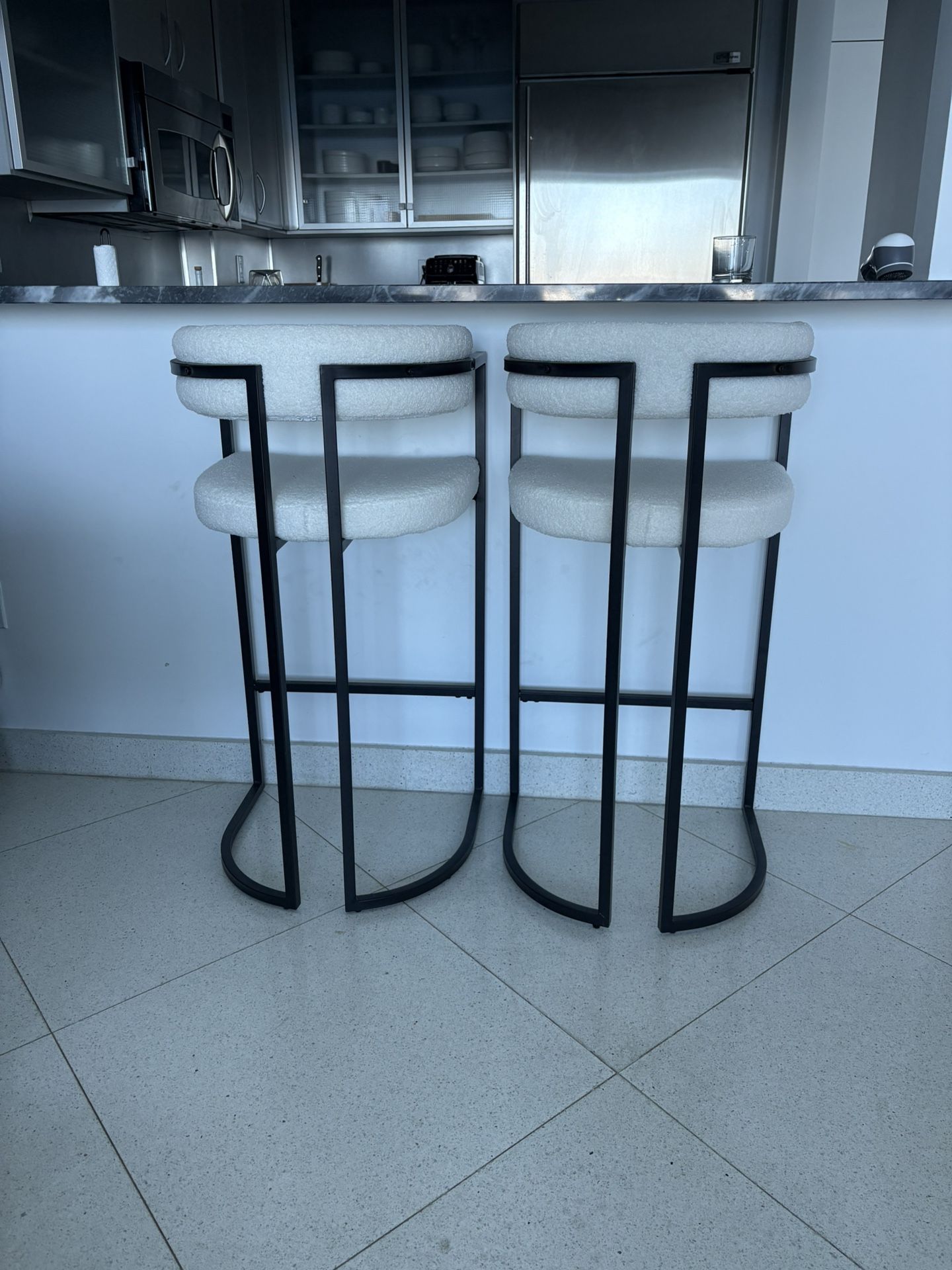 Boucle Bar Stools X2