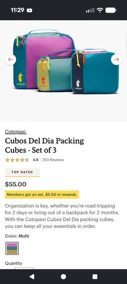 Cotopaxi del dia packing cubes *gently used*