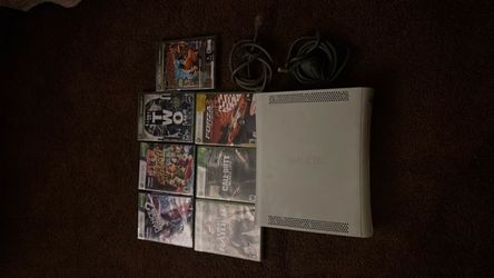 Xbox 360 Console "As-Is" Bundle + 2 Cables & 8 Games Included