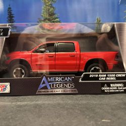 1:27 Scale 2019 Ram 1500 Crew Cab Rebel Pickup Diecast Metal Vehicle. New Unopened.