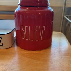 Household General Big Rae Dunn Believe Canister 