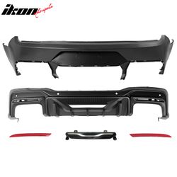 Fits 2015–2023 Mustang Dark Horse Rear Bumper +Speed Diffuser +GT-C Light +Reflector