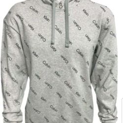 CALVIN KLEIN FALL 2021 EDITION MEN'S THICK HOODIE SWEATER BAGGY FIT SIZE LARGE NO FRONT POCKETS GRAY CALVIN KLEIN LOGO ALL AROUND BRAND NEW WITH TAGS.
