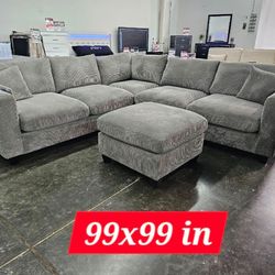 BRAND NEW 4PC SECTIONAL SOFA SET WITH OTTOMAN AND ACCENT PILOWS INCLUDED $569