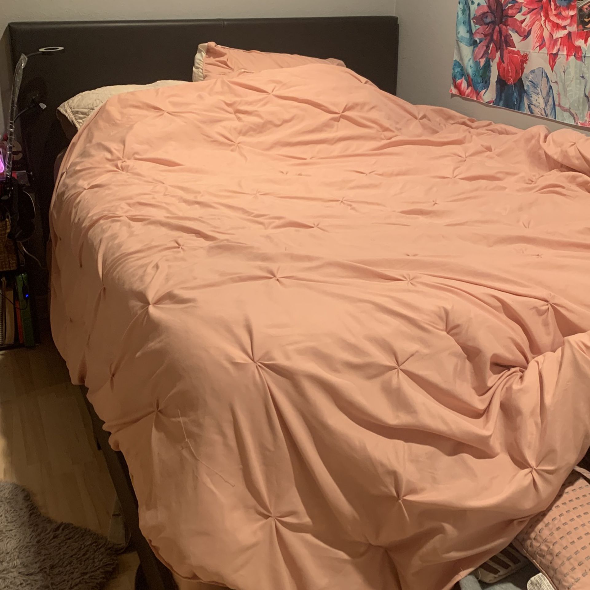 Bed Set Queen - Frame, Box Spring, Mattress, Sheets Pillow