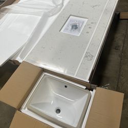 60 x 22 Engineered Quartz Countertop for Single Bathroom Vanity - Cultured Marble