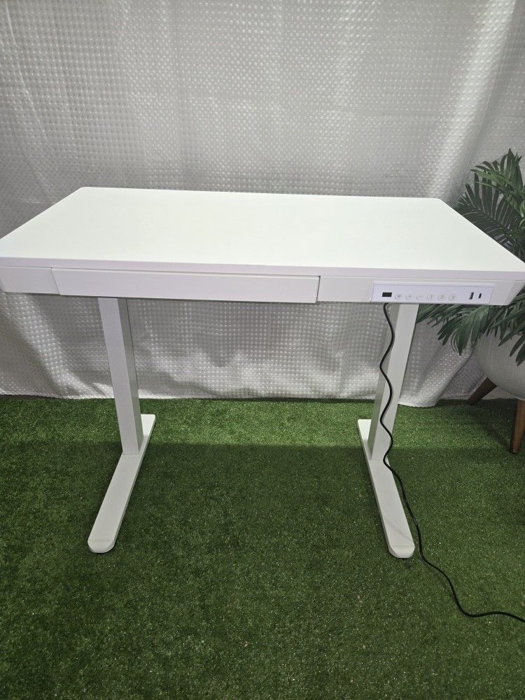 Standing Desk with Drawer, 35" x 20" Whole Piece Tabletop Electric Sit Stand Desk, Height Adjustable Desk with Storage, Escritorio