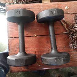 Set Of 15 Pound Hex Dumbbells 