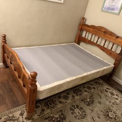 Full Size Bed Frame And Box Spring Mattress 