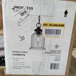 Progress Lighting Lindberry Pendant Light Fixture In Black With Clear Glass,  Few Available 