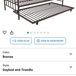 Manila Metal Twin Size Daybed and Twin Size Trundle (Bronze)