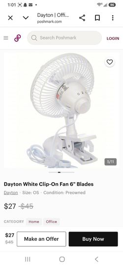 Dayton white clip on fans  "6' Blades