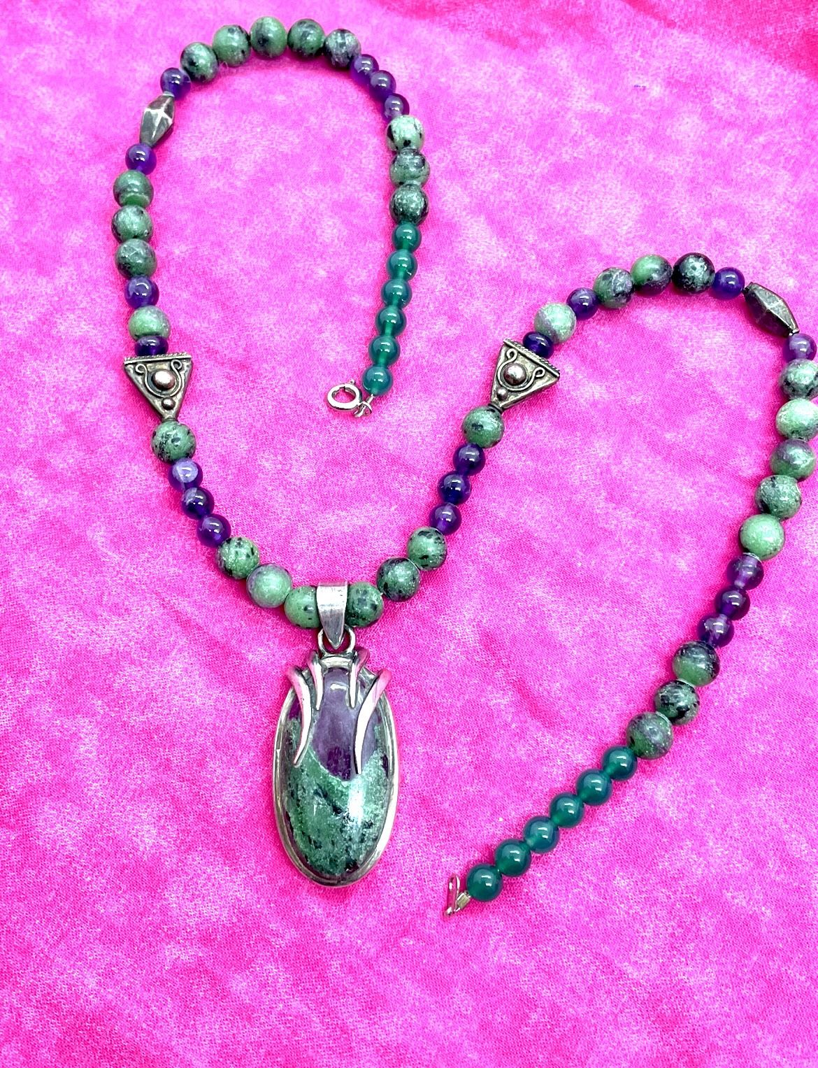 Genuine Ruby In Zoisite Necklace