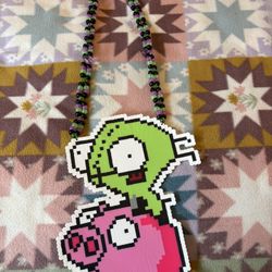 Invader Zim  Necklace Perler 
