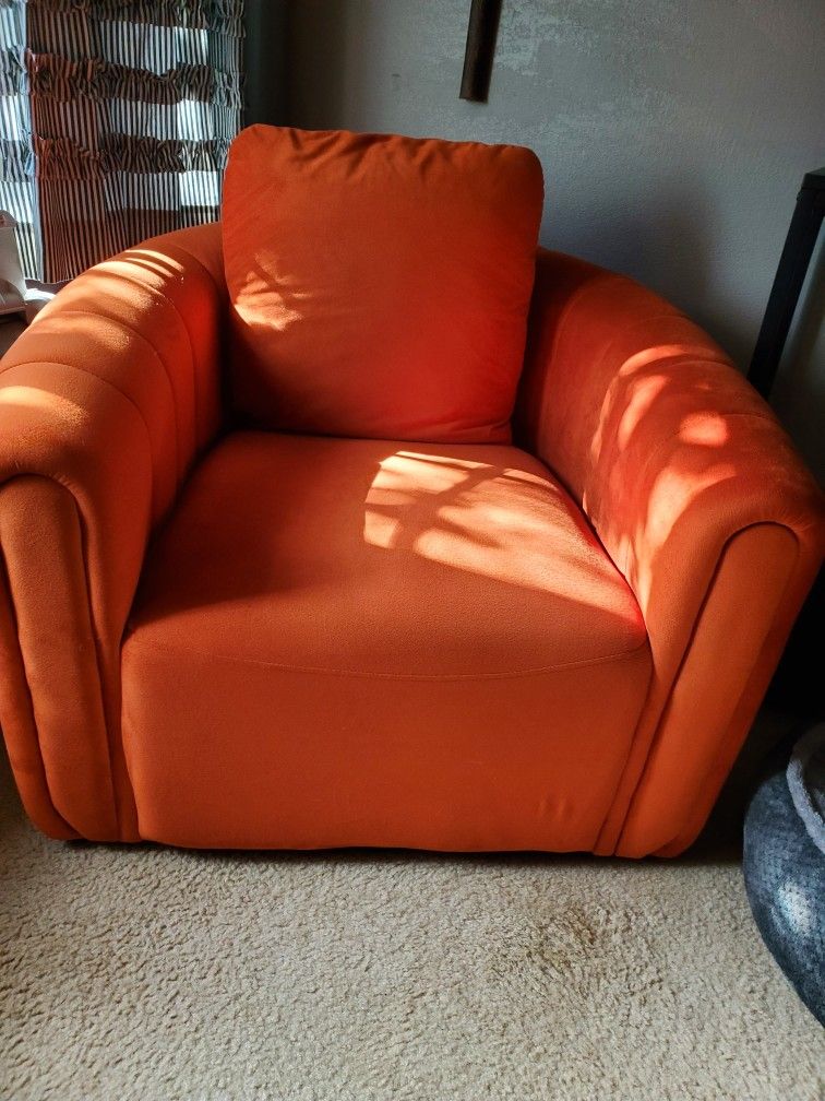 Orange Velvet Swivel Chair