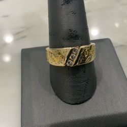 Wedding Band Containing Natural Nuggets And Genuine Diamonds 8.9 Grams Of 22kt And 14kt Gold 