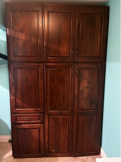 Solid Wood Pantry Cabinet / Storage Cabinet – Dark Cherry Finish