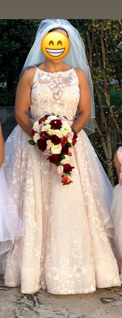 Wedding dress with veil and sash