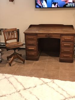 Oak desk and chair