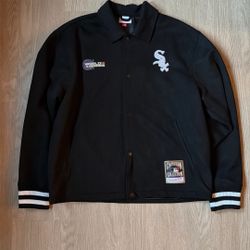 Size Large - Mitchell And Ness Heavyweight Suede MLB Baseball Jacket - Chicago White Sox Coach Bomber New Era 47