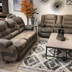 McCade Cobblestone 2 Pcs Reclining Living Room Set SOFA AND LOVESEAT WİTH İNTEREST FREE PAYMENT OPTİONS 