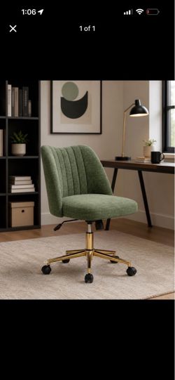 New Green Boucle Office Chair with Gold Base