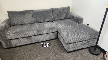 Brand New Grey Corduroy Sectional Sofa Couch (New In Box) 
