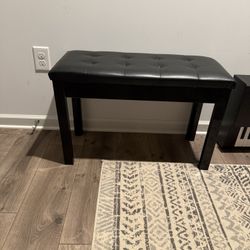Black Tufted Storage Bench - Great To Use For A Keyboard Or Small Piano