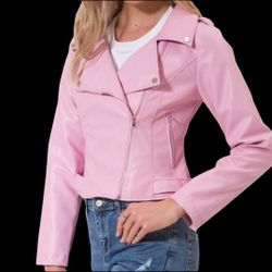 Juicy Couture Pink Faux Leather Jacket Womens S/M 