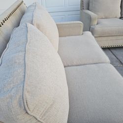 Timeless Creme Beige Sofa Couch With Loveseat Sofa Set 2pc