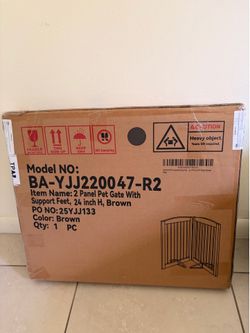 Freestanding Wooden Pet Gate - 2 Panel with Support Feet - 24" H - Brown