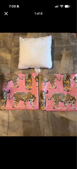 Pink Leopard Print Throw Pillow Covers Set of 2