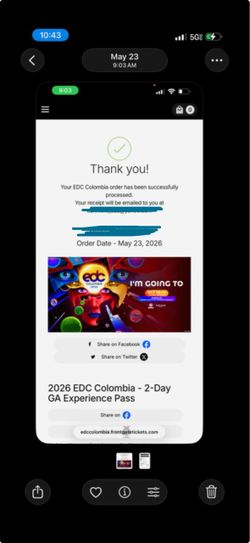 2 EDC COLOMBIA GA TICKETS