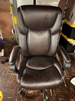 Faux leather brown desk chair