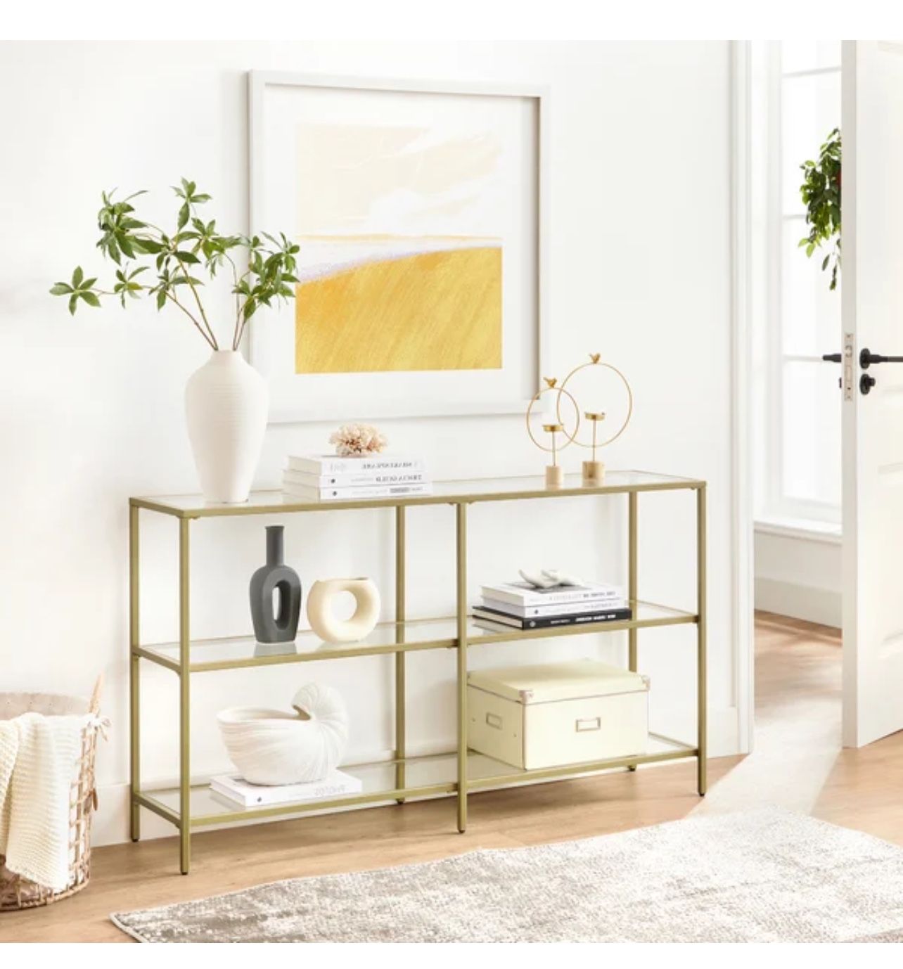 Glass Top Console Table