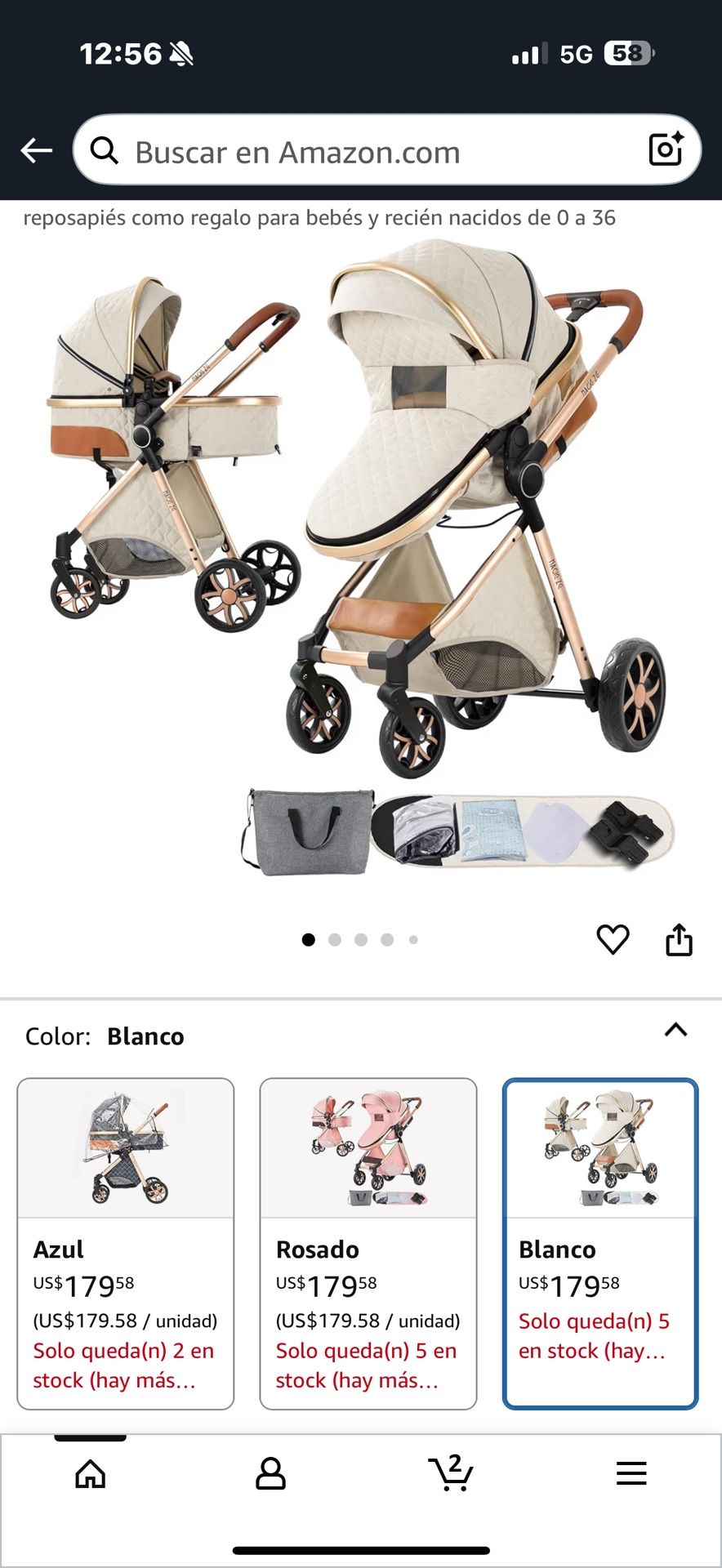 Cochecito de bebé 2 en 1,