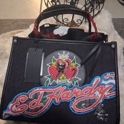 Ed Hardy Black Tote Handbag with Tags