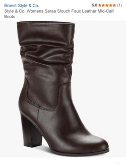 Style & Co. Womens Saraa Slouch Faux Leather Mid-Calf Boots