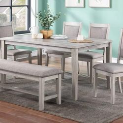 New 6-Pcs Dining Set Table + 4 Chairs + Bench For Sale
