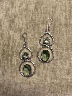 Sterling Silver Tsavorite Gemstones Dangle Earrings