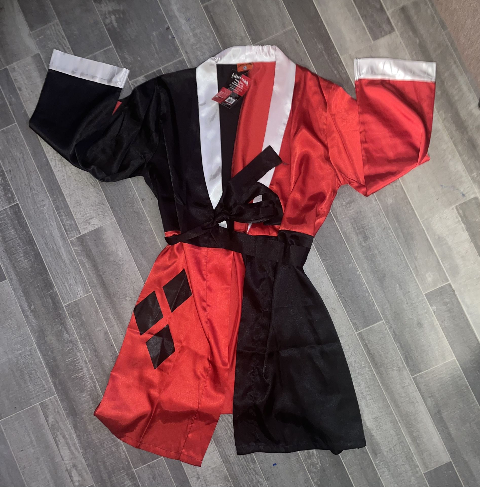 DC Comics Harley Quinn Costume Silky Satin Robe Red