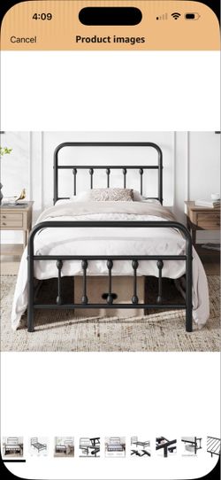 Victorian Style Black Metal Twin Bed Frame