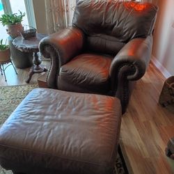 Nice Leather Chair And Ottoman 