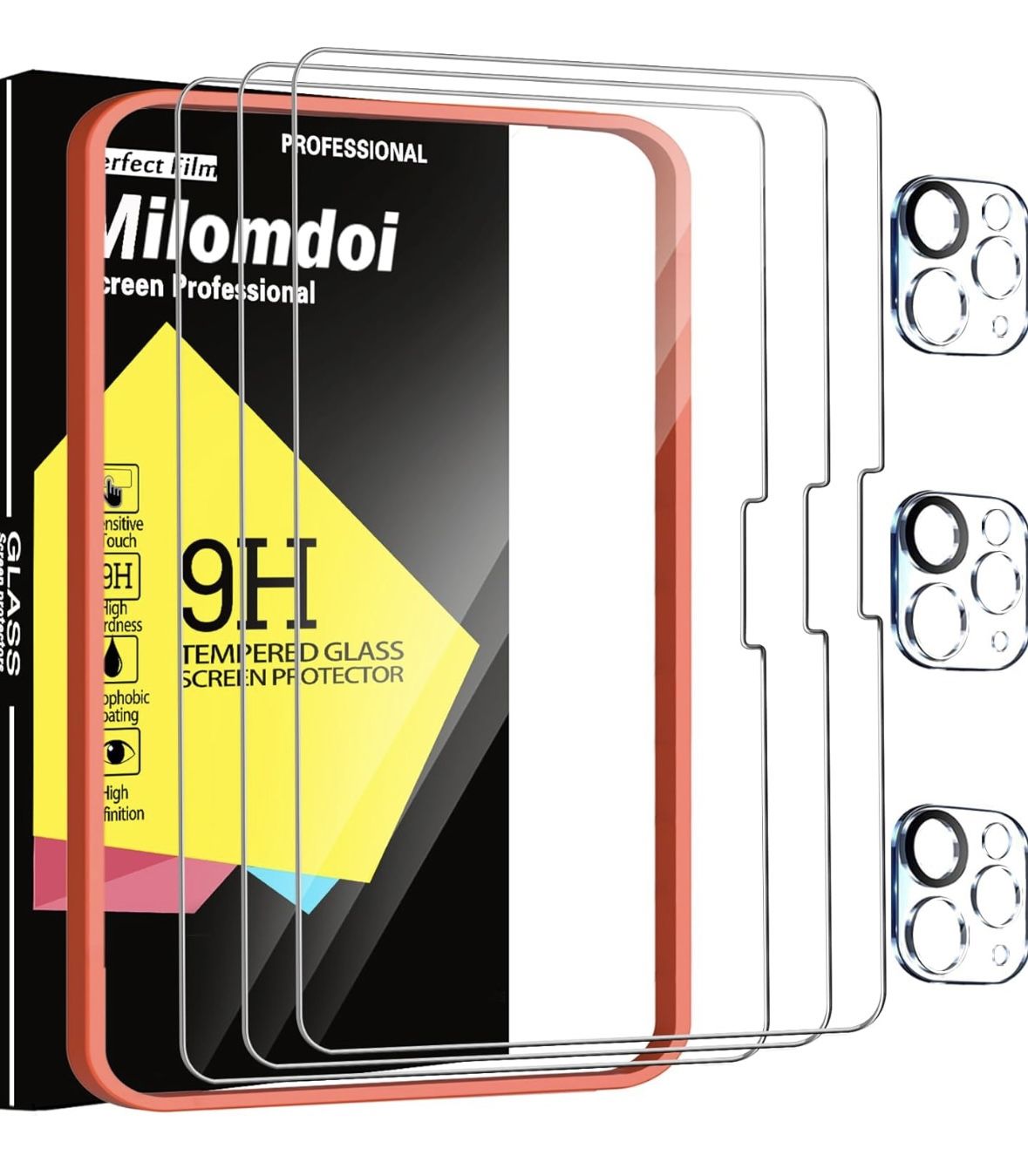 3 Pack Screen Protector for iPad Pro 13 Inch 2024 7th Generation with 3 Pack Tempered Glass Camera Lens Protector, 9H Tempered Glass, Case Friendly, S