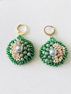Hand Stitched Beaded Artisan Earrings, New